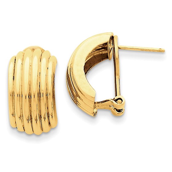 14k Solid Gold Polished Fancy Omega Back Post Earrings 14k Solid Gold Polished Fancy Omega Back Post Earrings