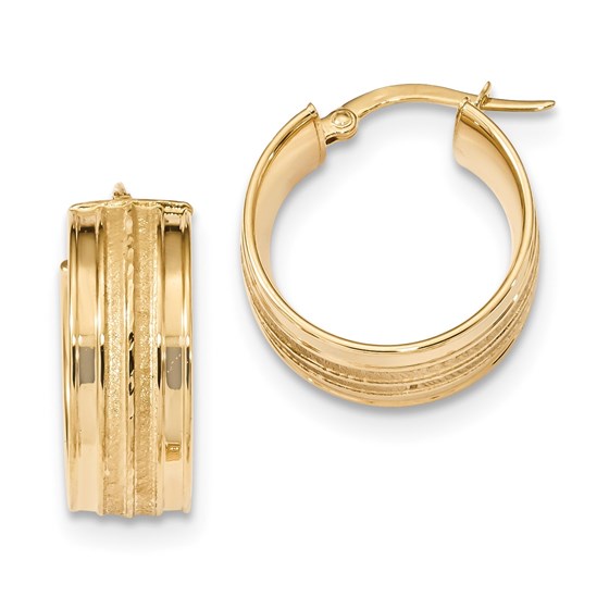 14k Solid Gold Polished & Satin Hoop Earrings (21.05) 14k Solid Gold Polished & Satin Hoop Earrings (21.05)