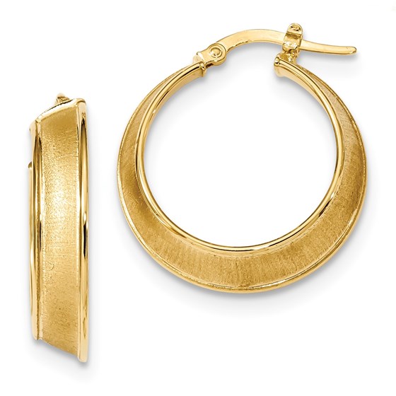 14k Solid Gold Polished & Satin Hoop Earrings (25.9 mm) 14k Solid Gold Polished & Satin Hoop Earrings (25.9 mm)