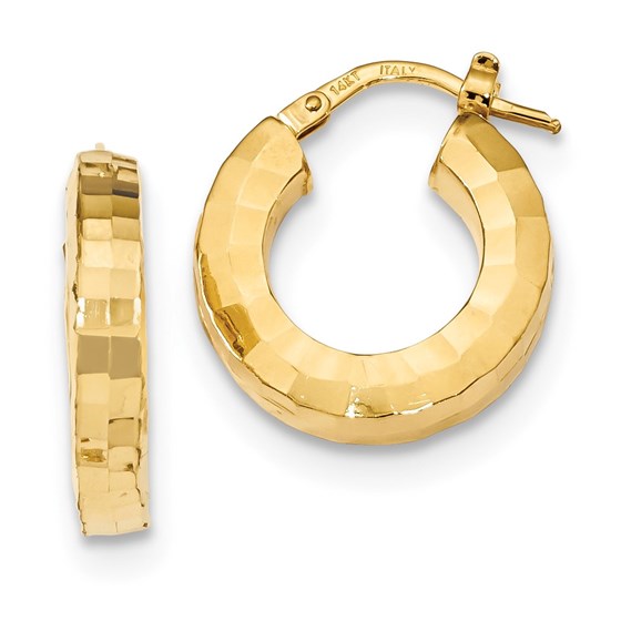 14k Solid Gold Polished & Textured Hoop Earrings 14k Solid Gold Polished & Textured Hoop Earrings