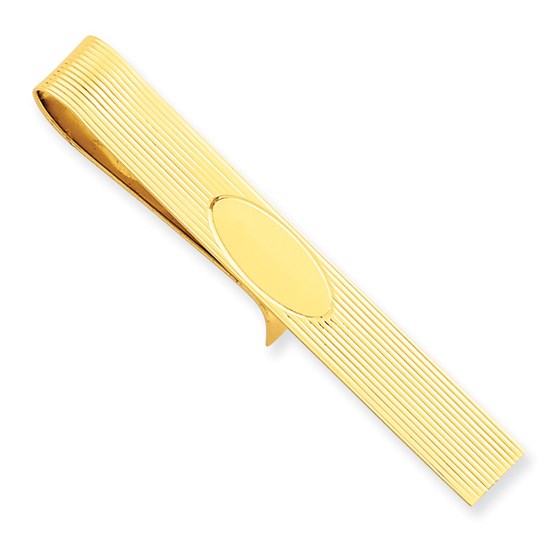 14k Solid Gold Tie Bar (Pinstriped w/oval center) 14k Solid Gold Tie Bar (Pinstriped w/oval center)