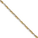 14k Solid Gold Two-tone Lg link Polished & Diamond Cut Bracelet