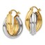 14k Solid Gold Two-Tone Polished Double Hoop Earrings