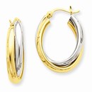 14k Solid Gold Two-Tone Polished Double Oval Hoop Earrings