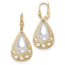 14k Solid Gold Two-Tone Polished Leverback Earrings