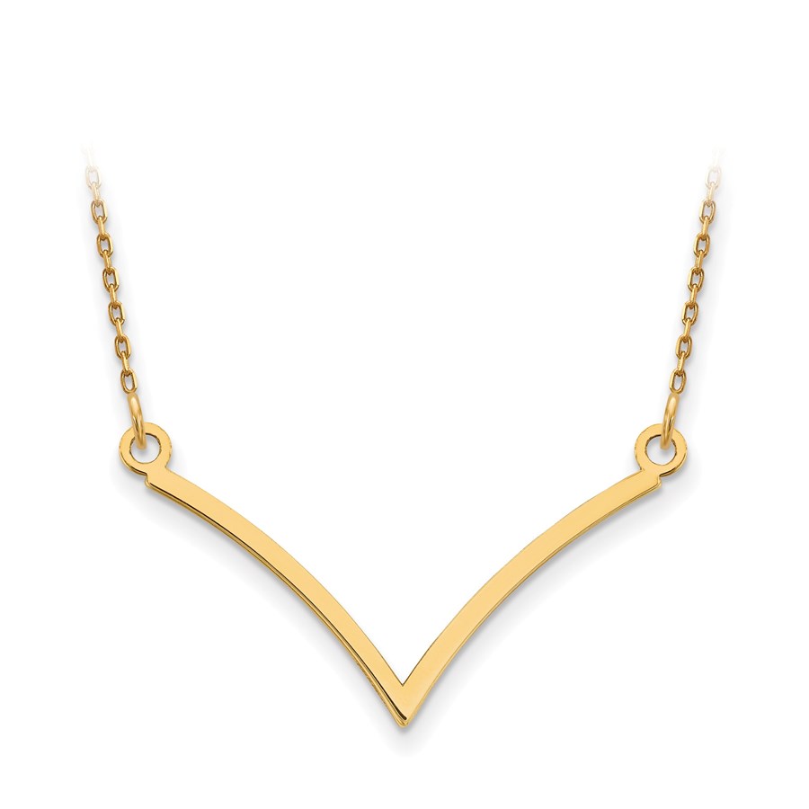 14k Solid Gold V Necklace