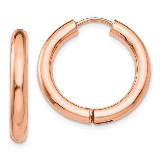 14k Solid Rose Gold Hinged Hoop Earrings 14k Solid Rose Gold Hinged Hoop Earrings