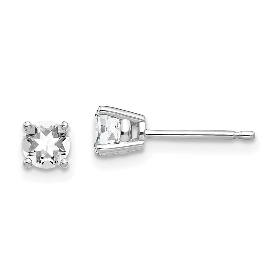 14k Solid White Gold 4 mm Zirconia Earrings