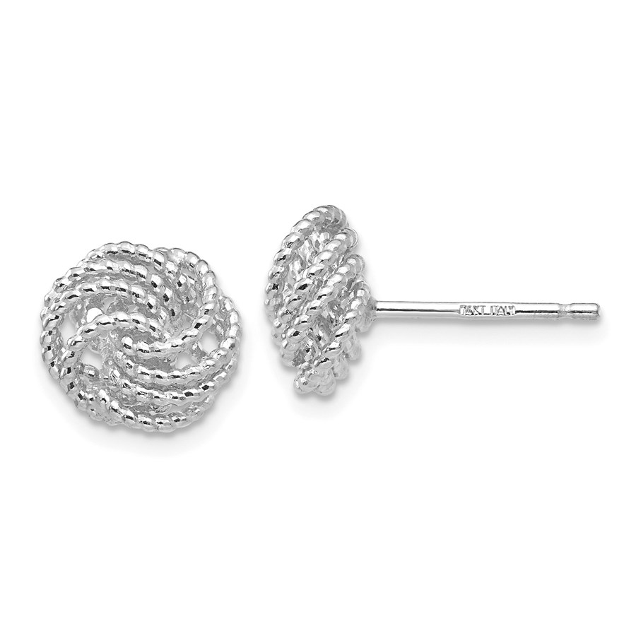 Buy 14k Solid White Gold Diamond Cut Love Knot Post Earrings APMEX