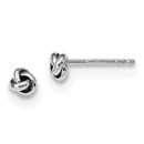 14k Solid White Gold Polished Love Knot Post Earrings