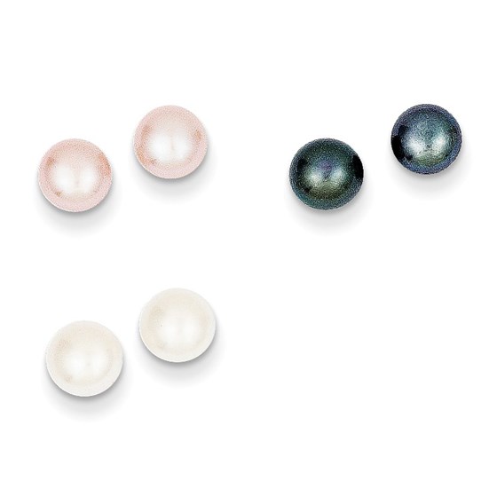 14k Three Pair Box Set Cultured Pearl Earrings 14k Three Pair Box Set Cultured Pearl Earrings