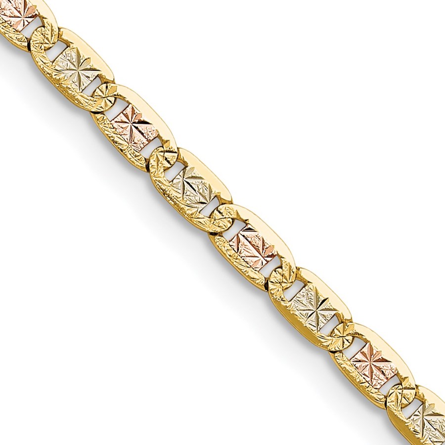 14K Tri-Color 3.2mm Gold Pav‚ Valentino Chain - 20 in.