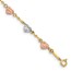 14K Tri-Color Diamond-cut Puff Heart Bracelet - 8 in.