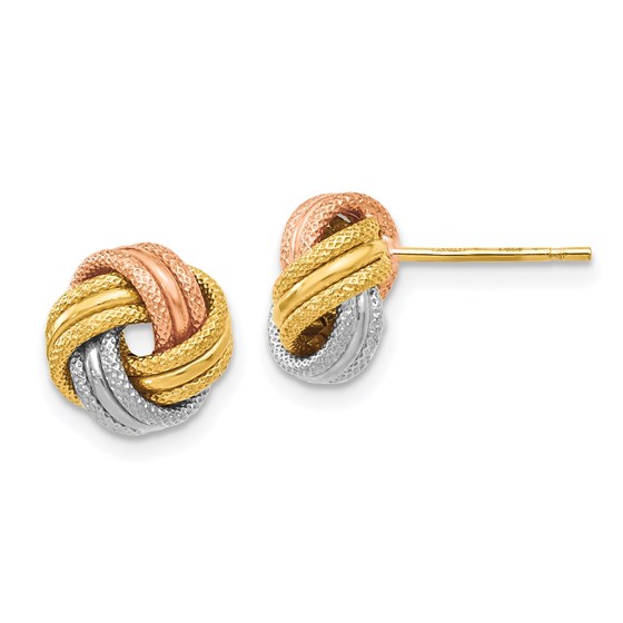 14K Tri Color Knot Polished D/C Post Earrings - 8 mm 14K Tri Color Knot Polished D/C Post Earrings - 8 mm