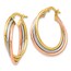 14K Tri-color Polished and Textured Twisted Hoop Earrings - 22 mm