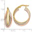 14K Tri-color Polished and Textured Twisted Hoop Earrings - 22 mm