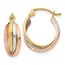 14K Tri-color Polished Hinged Hoop Earrings - 15 mm