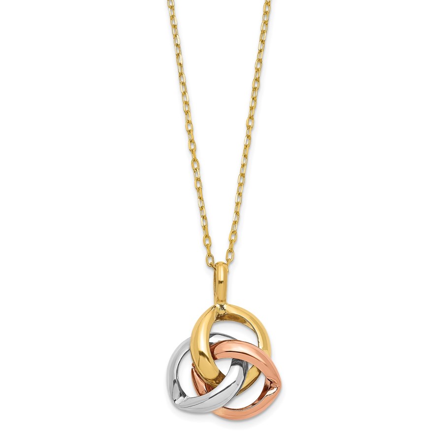 14K Tri-color Polished Love Knot Necklace - 18 in.