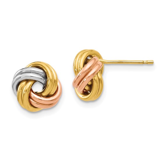 14K Tri-Color Polished Love Knot Post Earrings - 8.5 mm 14K Tri-Color Polished Love Knot Post Earrings - 8.5 mm
