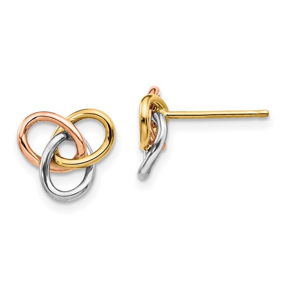 14K Tri-color Polished Rings Post Earrings - 9.8 mm 14K Tri-color Polished Rings Post Earrings - 9.8 mm