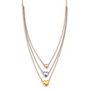 14K Tri-color Three Heart w/ 1in ext. Necklace - 17 in.