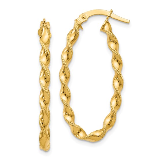 14K Twisted Oval Hoop Earrings - 29 mm 14K Twisted Oval Hoop Earrings - 29 mm