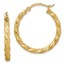 14K Twisted Satin Diamond-Cut Hoop Earrings - 26 mm