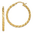 14K Twisted Satin Diamond-Cut Hoop Earrings - 33.5 mm