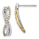 14k Two-tone .2ct Diamond Fancy Earrings - 17 mm