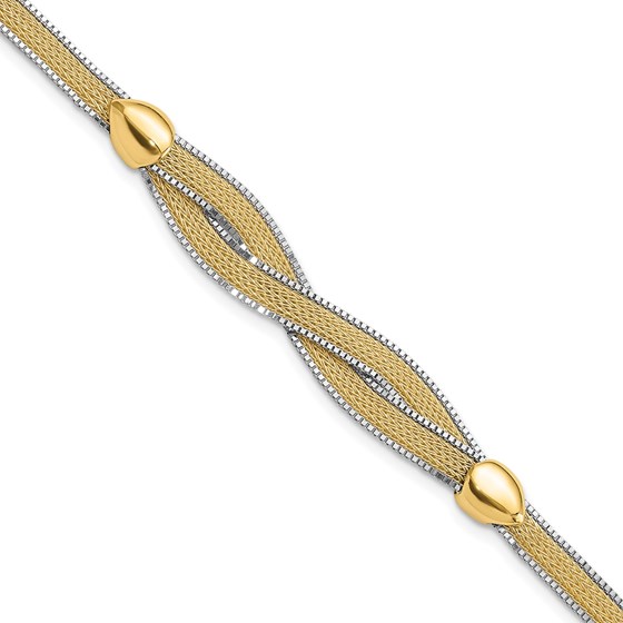 14K Two-tone 6.75in w/ Mesh Bracelet - 7.75 in. 14K Two-tone 6.75in w/ Mesh Bracelet - 7.75 in.