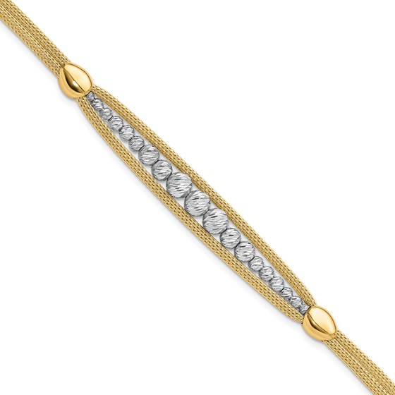 14K Two-tone and Diamond-cut Beaded Fancy Bracelet - 7.75 in. 14K Two-tone and Diamond-cut Beaded Fancy Bracelet - 7.75 in.