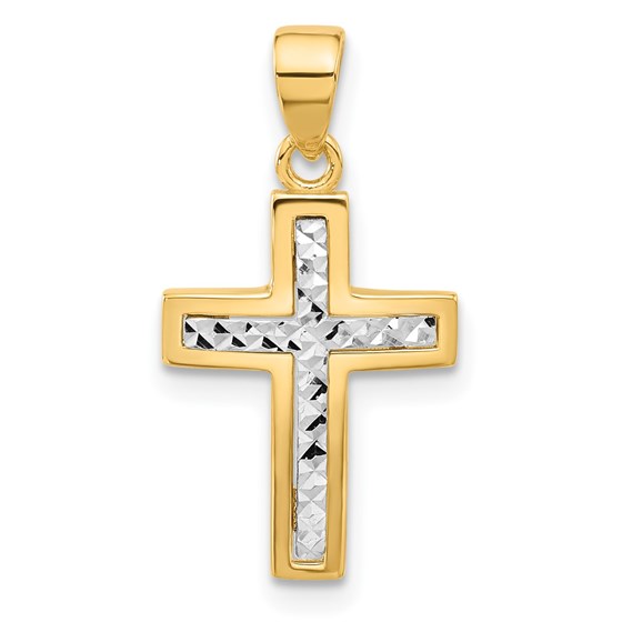 14K Two-tone and Diamond-cut Cross Pendant - 23.6 mm 14K Two-tone and Diamond-cut Cross Pendant - 23.6 mm