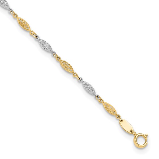 14K Two-tone and Diamond-cut Infinity Link Anklet - 10 in.