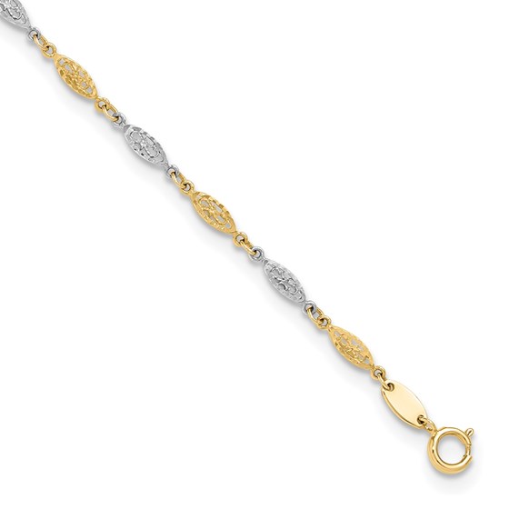 14K Two-tone and Diamond-cut Infinity Link Anklet - 10 in. 14K Two-tone and Diamond-cut Infinity Link Anklet - 10 in.
