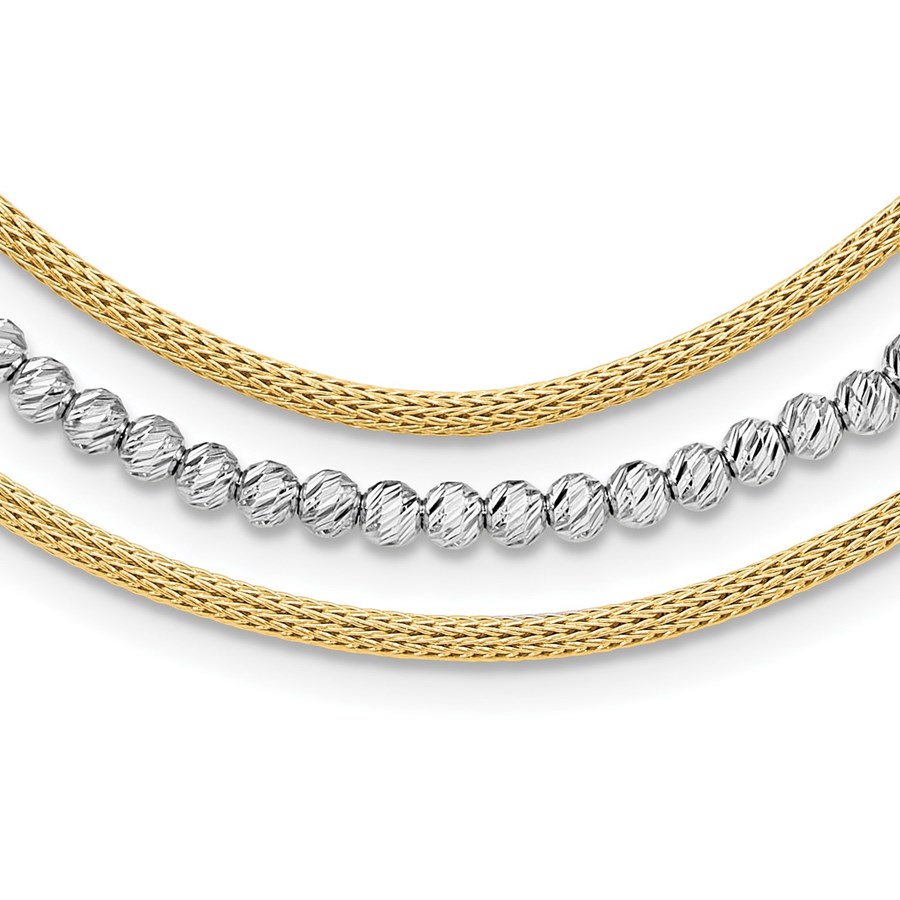 14K Two-tone and Diamond-cut Layered Necklace - 17.75 in.
