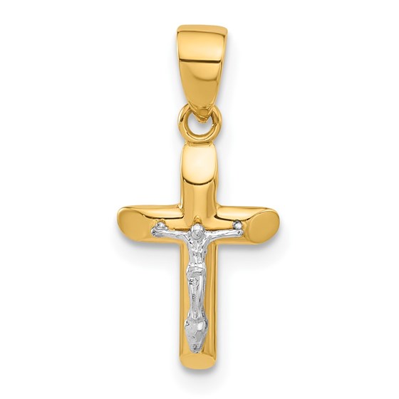 14K Two-tone and Textured Crucifix Pendant - 19.7 mm 14K Two-tone and Textured Crucifix Pendant - 19.7 mm