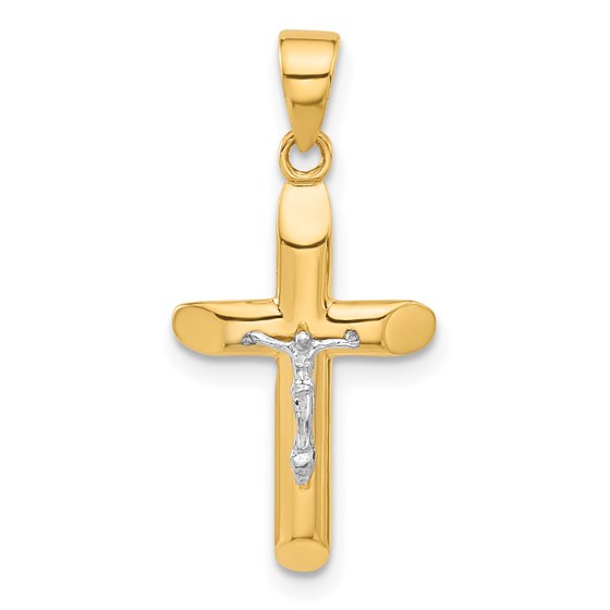 14K Two-tone and Textured Crucifix Pendant - 24.6 mm 14K Two-tone and Textured Crucifix Pendant - 24.6 mm