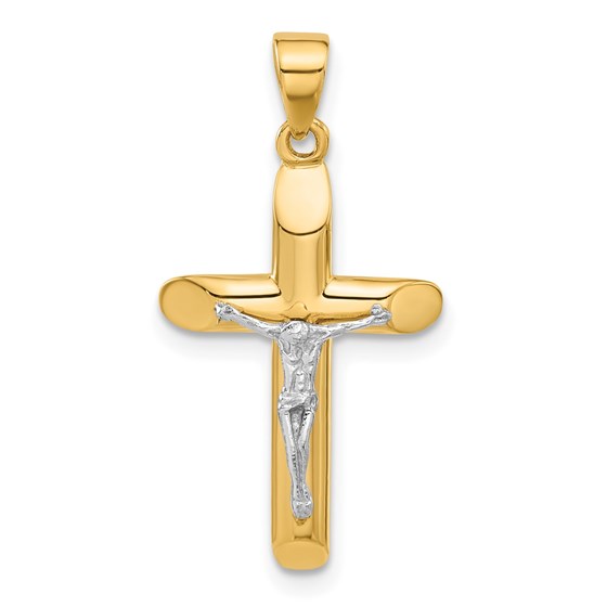 14K Two-tone and Textured Crucifix Pendant - 28.5 mm 14K Two-tone and Textured Crucifix Pendant - 28.5 mm