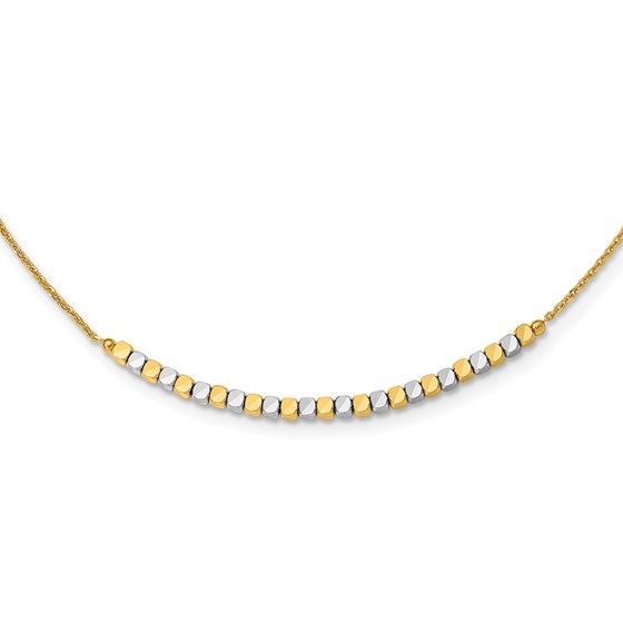 14K Two-tone Beaded 18in Necklace - 18 in. 14K Two-tone Beaded 18in Necklace - 18 in.
