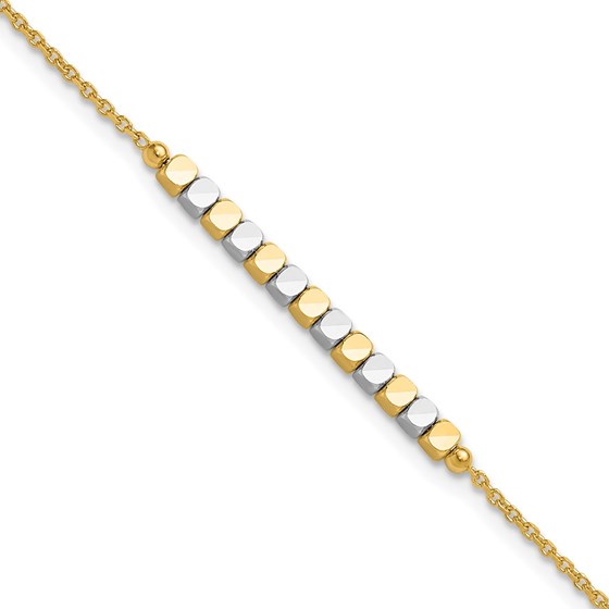 14K Two-tone Beaded 7.5in Bracelet - 7.5 in. 14K Two-tone Beaded 7.5in Bracelet - 7.5 in.