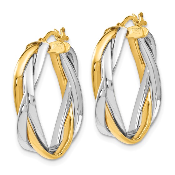 Buy 14K Two-tone Braided Hoop Earrings - 28 mm | APMEX