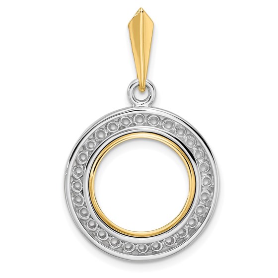 14K Two-tone Channel Set Diamond 13 mm Prong Coin Bezel Mounting 14K Two-tone Channel Set Diamond 13 mm Prong Coin Bezel Mounting