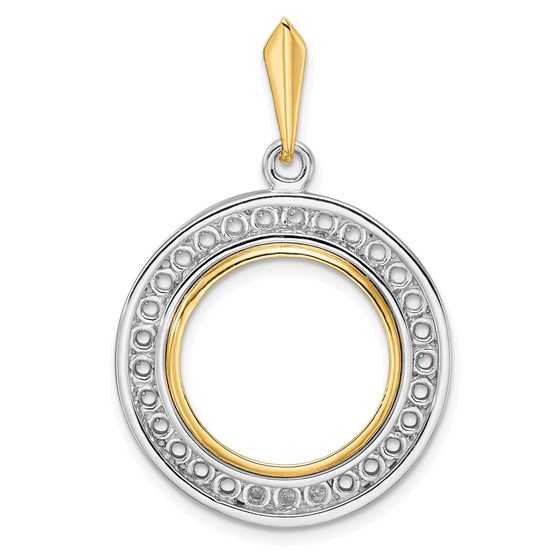 14K Two-tone Channel Set Diamond 16.5 mm Prong Coin Bezel Mtg 14K Two-tone Channel Set Diamond 16.5 mm Prong Coin Bezel Mtg