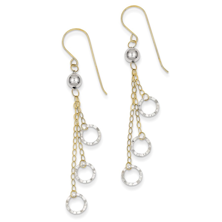 14k Two-tone Circle Dangle Earrings