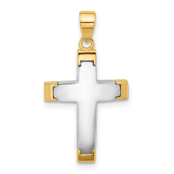 14K Two-tone Cross Pendant - 26.4 mm 14K Two-tone Cross Pendant - 26.4 mm