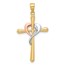 14K Two-tone Cross with Heart Pendant - 35.2 mm
