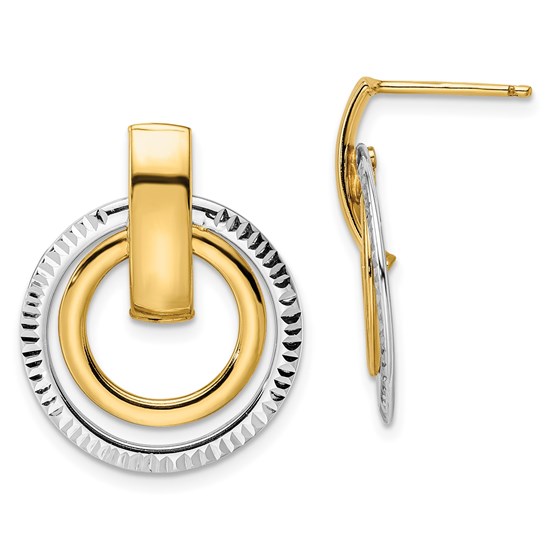 14K Two-tone D/C Post Dangle Earrings - 24.5 mm 14K Two-tone D/C Post Dangle Earrings - 24.5 mm
