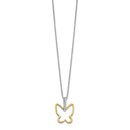 14k Two-tone Diamond Butterfly Necklace - 18 in.