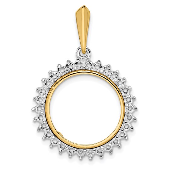 14K Two-tone Diamond Circle 16.5 mm Prong Coin Bezel Pendant 14K Two-tone Diamond Circle 16.5 mm Prong Coin Bezel Pendant