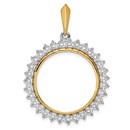 14K Two-tone Diamond Circle 21.6 mm Prong Coin Bezel Pendant